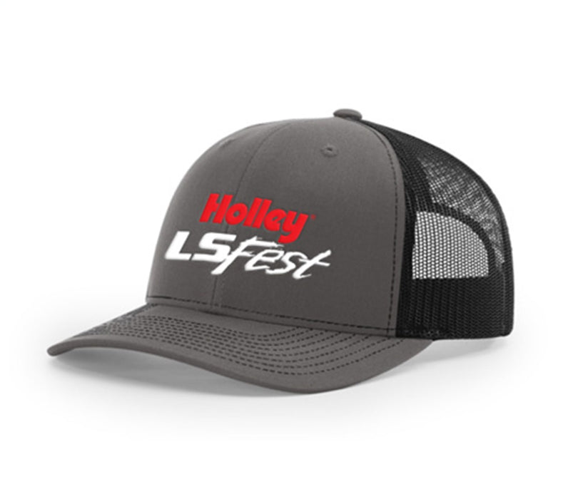 Holley 10235HOL Holley LS Fest Trucker Mesh Cap; Adjustable Snapback; Black/Gray; - Truck Part Superstore