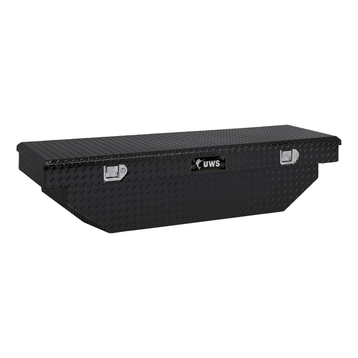 UWS TBS-63-A-BLK Gloss Black Aluminum 63in. Angled Crossover Truck Tool Box (LTL Shipping Only) - Truck Part Superstore