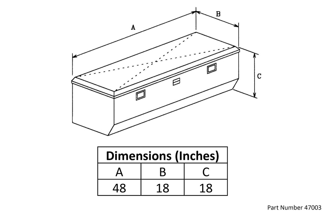 Owens Products 47003 Truck Tool Box Garrison Series Underbody Chest / 48 Inch / Diamond Tread Aluminum / Bright Polished / Owens Products - Truck Part Superstore