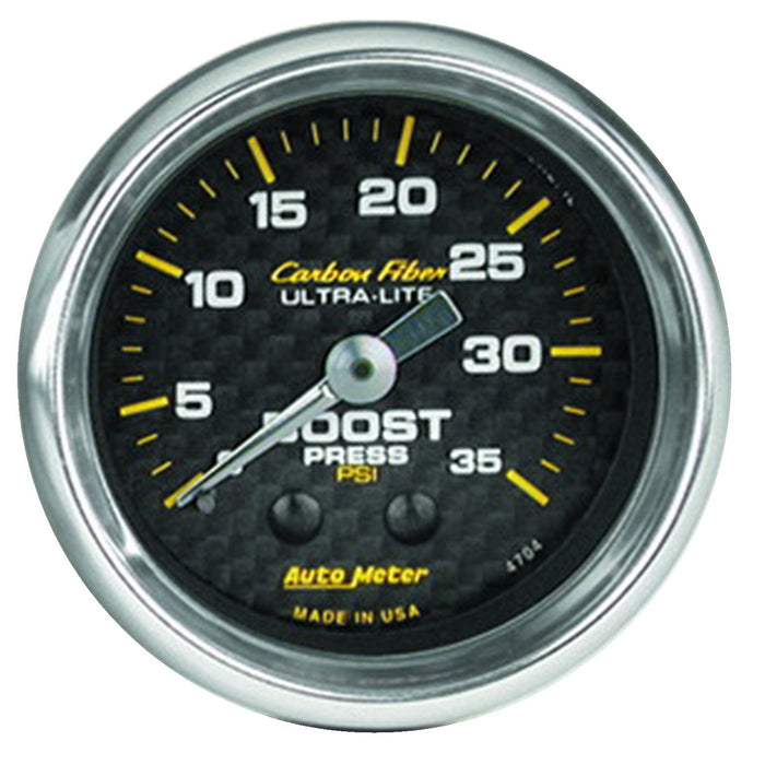 AutoMeter 4704 GAUGE; BOOST; 2 1/16in.; 35PSI; MECHANICAL; CARBON FIBER - Truck Part Superstore