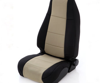 Smittybilt 47124 Neoprene Seat Cover Rear 97-02 Wrangler TJ Black/Tan Smittybilt - Truck Part Superstore