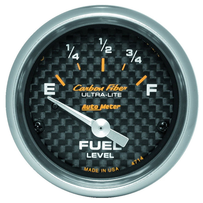 AutoMeter 4714 GAUGE; FUEL LEVEL; 2 1/16in.; 0OE TO 90OF; ELEC; CARBON FIBER - Truck Part Superstore