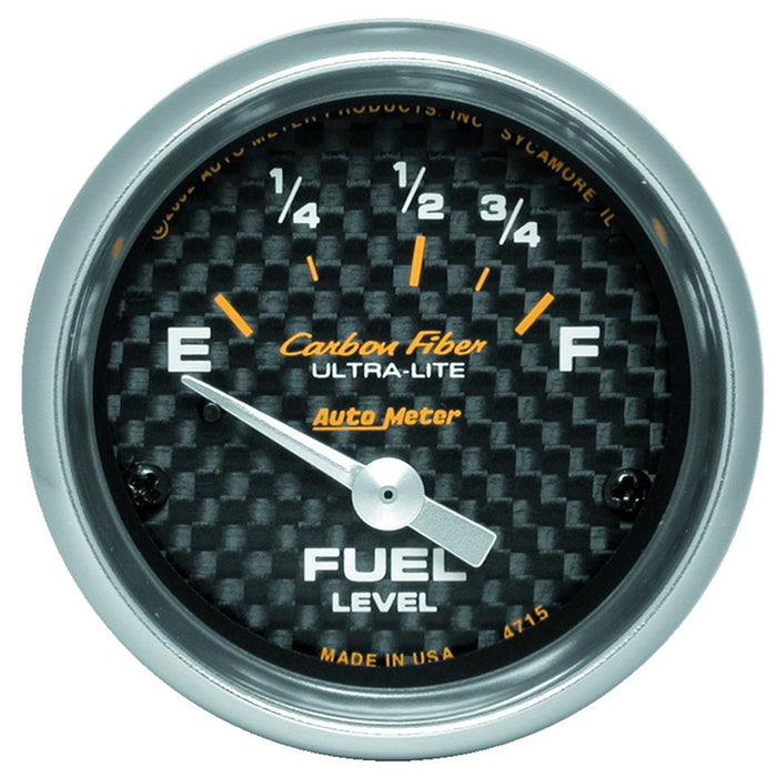 AutoMeter 4715 GAUGE; FUEL LEVEL; 2 1/16in.; 73OE TO 10OF; ELEC; CARBON FIBER - Truck Part Superstore