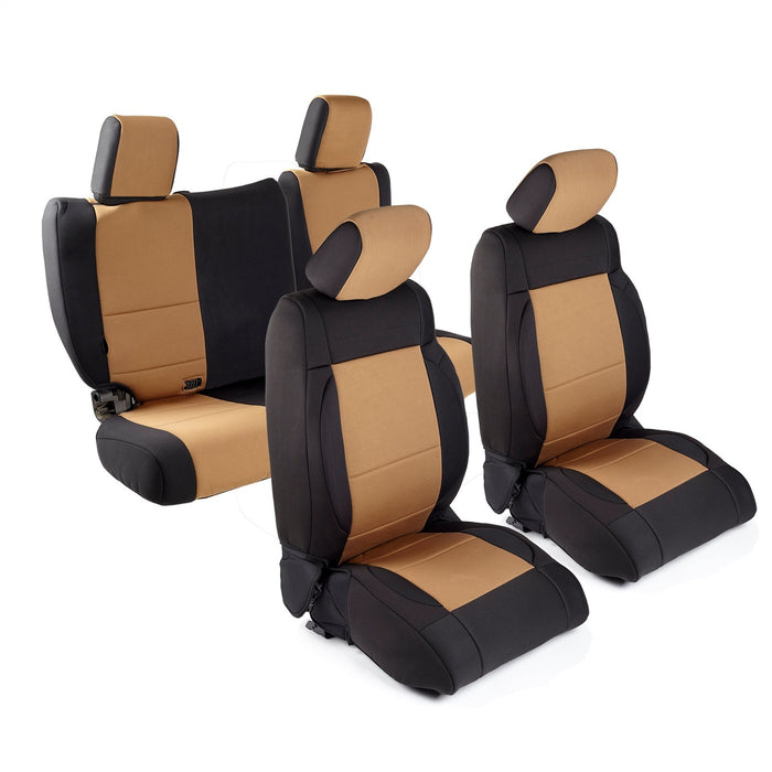 Smittybilt 471825 Neoprene Seat Cover 2007 Wrangler JK 4 DR Set Front/Rear Tan Smittybilt - Truck Part Superstore