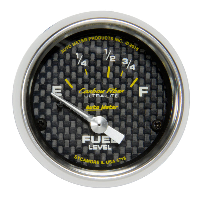 AutoMeter 4718 GAUGE; FUEL LEVEL; 2 1/16in.; 16OE TO 158OF; ELEC; CARBON FIBER - Truck Part Superstore