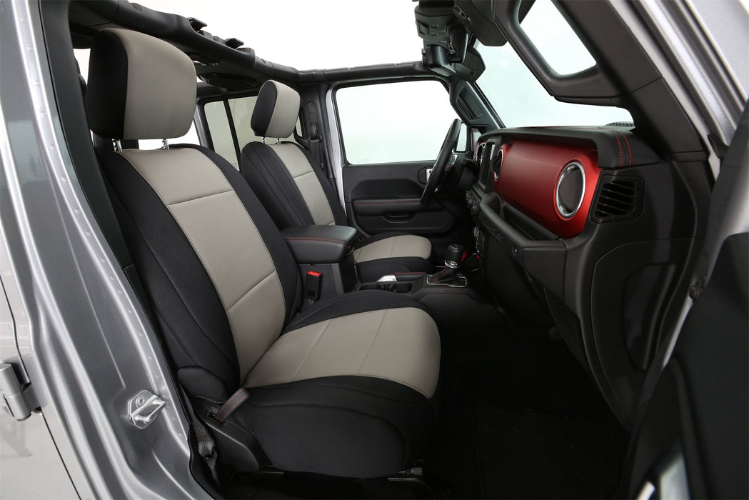 Smittybilt 472122 Jeep JL Neoprene Front and Rear Seat Cover Set Wrangler JL 4-Door Black/Gray Smittybilt - Truck Part Superstore