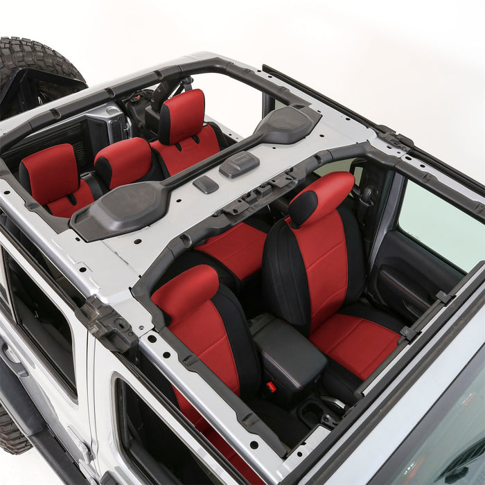 Smittybilt 472130 Jeep JL Neoprene Front and Rear Seat Cover Set Wrangler JL 4-Door Black/Red Smittybilt - Truck Part Superstore