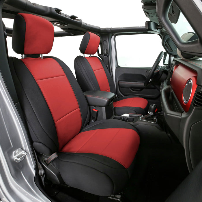 Smittybilt 472130 Jeep JL Neoprene Front and Rear Seat Cover Set Wrangler JL 4-Door Black/Red Smittybilt - Truck Part Superstore