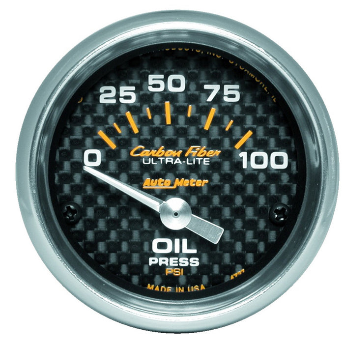 AutoMeter 4727 GAUGE; OIL PRESSURE; 2 1/16in.; 100PSI; ELECTRIC; CARBON FIBER - Truck Part Superstore