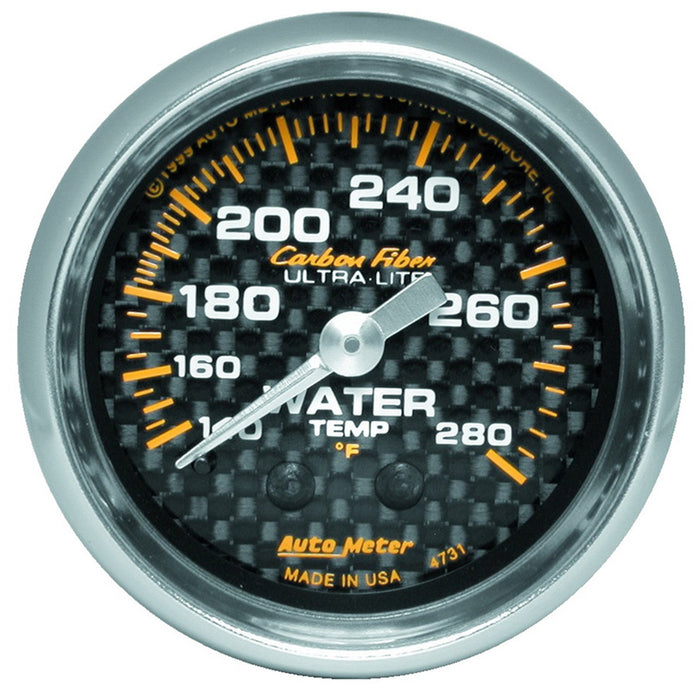 AutoMeter 4731 GAUGE; WATER TEMP; 2 1/16in.; 140-280deg.F; MECHANICAL; CARBON FIBER - Truck Part Superstore