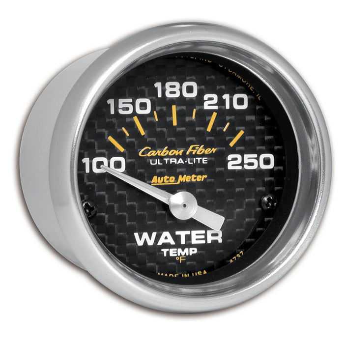AutoMeter 4737 GAUGE; WATER TEMP; 2 1/16in.; 100-250deg.F; ELECTRIC; CARBON FIBER - Truck Part Superstore