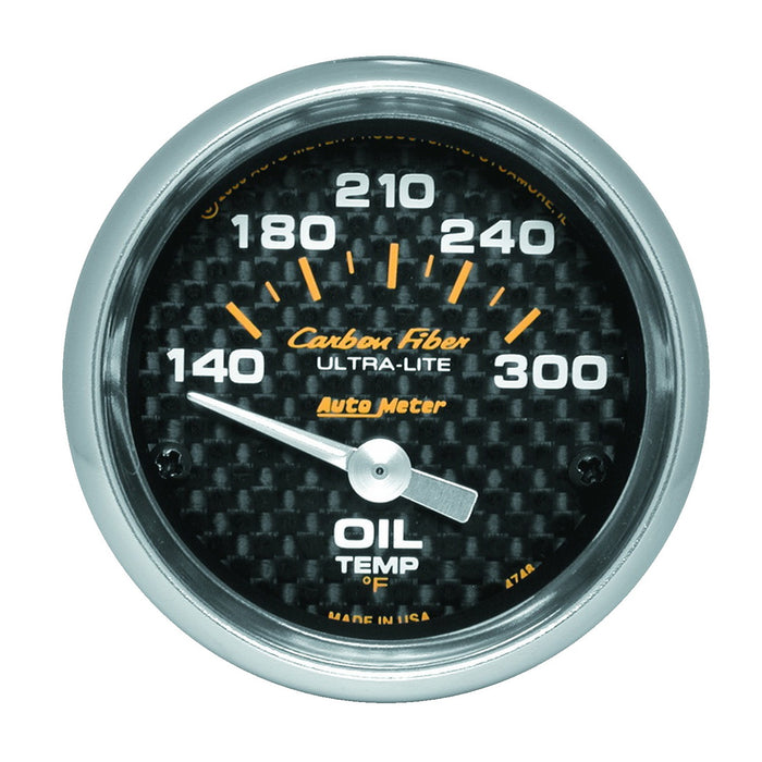 AutoMeter 4748 GAUGE; OIL TEMP; 2 1/16in.; 140-300deg.F; ELECTRIC; CARBON FIBER - Truck Part Superstore