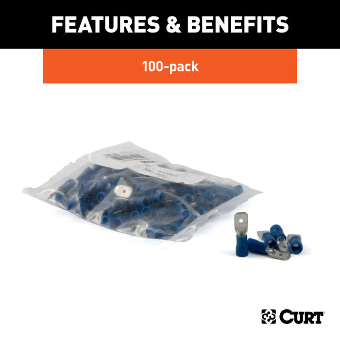 CURT 59432 CURT 59432 16-14 Gauge Blue Vinyl-Insulated Male Wire Quick Connectors; 100-Pack - Truck Part Superstore
