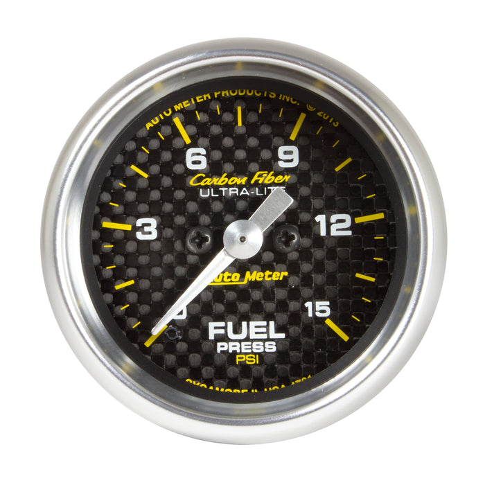 AutoMeter 4761 GAUGE; FUEL PRESSURE; 2 1/16in.; 15PSI; DIGITAL STEPPER MOTOR; CARBON FIBER - Truck Part Superstore