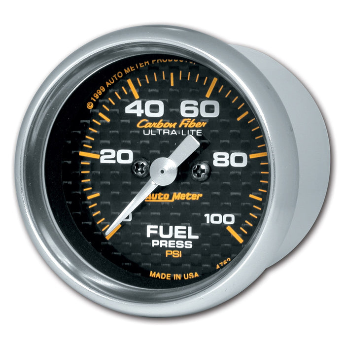 AutoMeter 4763 GAUGE; FUEL PRESSURE; 2 1/16in.; 100PSI; DIGITAL STEPPER MOTOR; CARBON FIBER - Truck Part Superstore