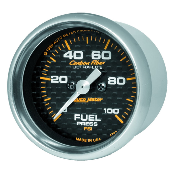 AutoMeter 4763 GAUGE; FUEL PRESSURE; 2 1/16in.; 100PSI; DIGITAL STEPPER MOTOR; CARBON FIBER - Truck Part Superstore