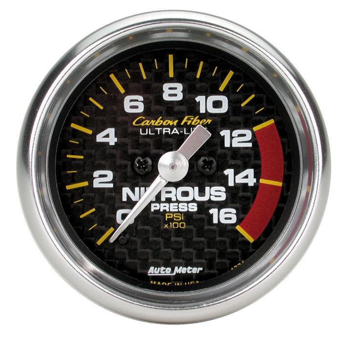 AutoMeter 4774 GAUGE; NITROUS PRESSURE; 2 1/16in.; 1600PSI; DIGITAL STEPPER MOTOR; CARBON FIBER - Truck Part Superstore