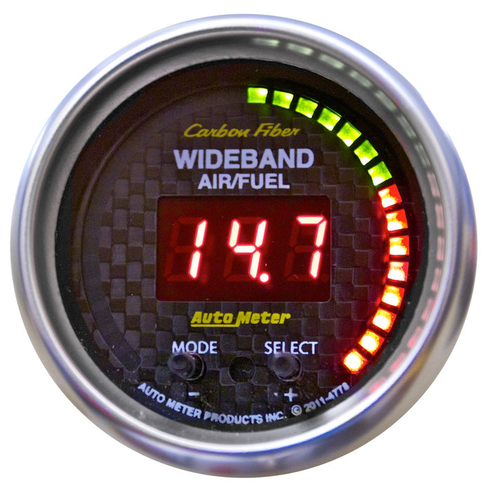 AutoMeter 4778 GAUGE; AIR/FUEL RATIO-PRO; 2 1/16in.; 10:1-20:1; DIGITAL W/PK/WRN; CARBON FIBER - Truck Part Superstore
