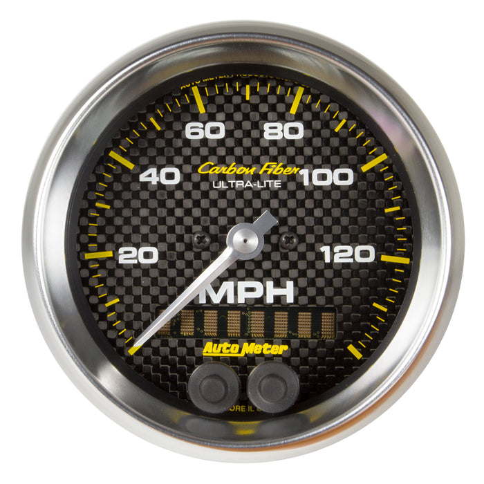 AutoMeter 4780 GAUGE; SPEEDOMETER; 3 3/8in.; 140MPH; GPS; CARBON FIBER - Truck Part Superstore