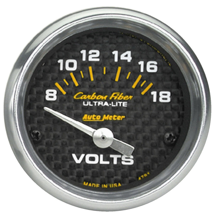AutoMeter 4791 GAUGE; VOLTMETER; 2 1/16in.; 18V; ELECTRIC; CARBON FIBER - Truck Part Superstore