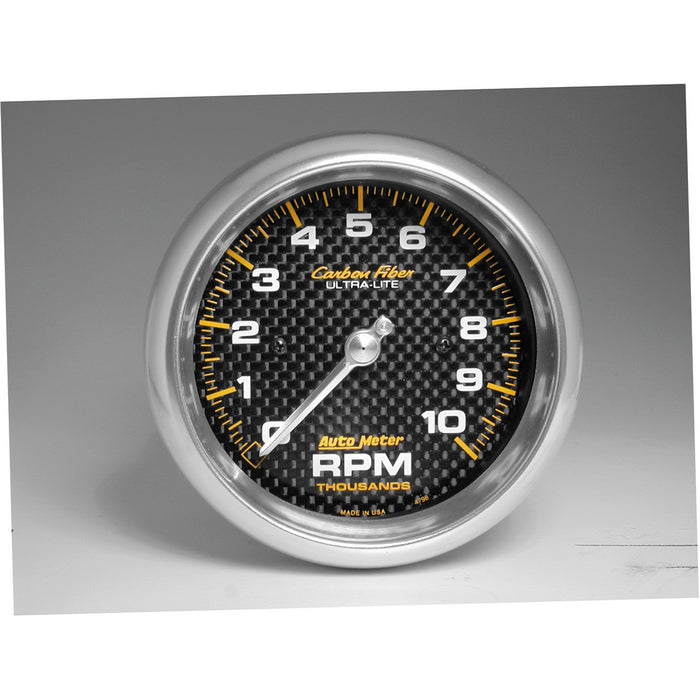 AutoMeter 4798 GAUGE; TACHOMETER; 3 3/8in.; 10K RPM; IN-DASH; CARBON FIBER - Truck Part Superstore