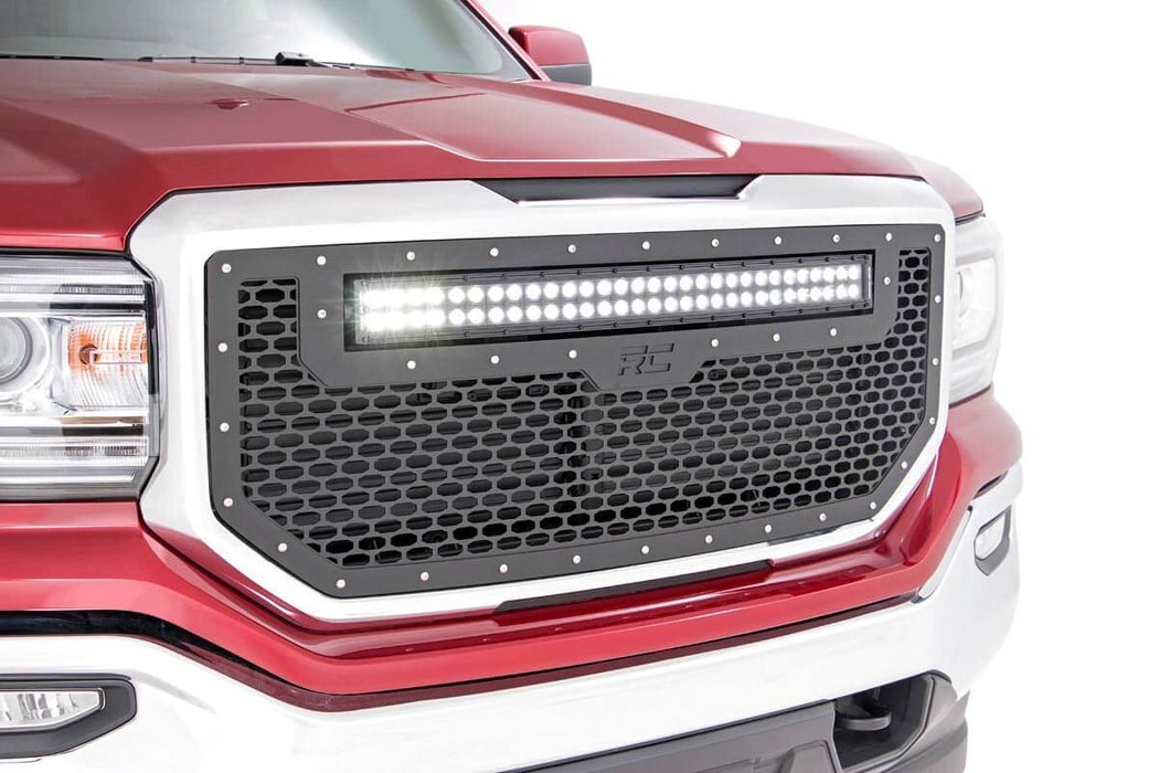 Rough Country 70158 Mesh Grille w/30 Inch Dual Row Black Series LED 16-18 Sierra 1500 Rough Country - Truck Part Superstore