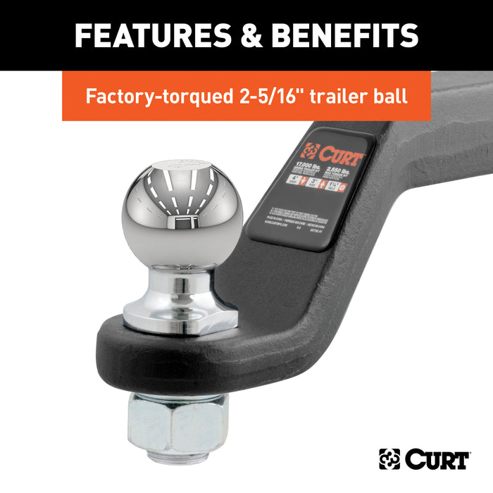 CURT 45332 Loaded Forged Ball Mount with 2-5/16in. Ball (2in. Shank; 15;000 lbs.; 4in. Drop - Truck Part Superstore