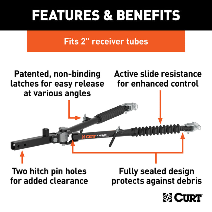 CURT 70001 CURT 70001 Rambler Steel RV Tow Bar; 7;500 Pounds; 2-Inch Shank - Truck Part Superstore