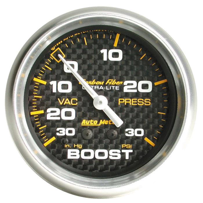 AutoMeter 4803 GAUGE; VAC/BOOST; 2 5/8in.; 30INHG-30PSI; MECHANICAL; CARBON FIBER - Truck Part Superstore