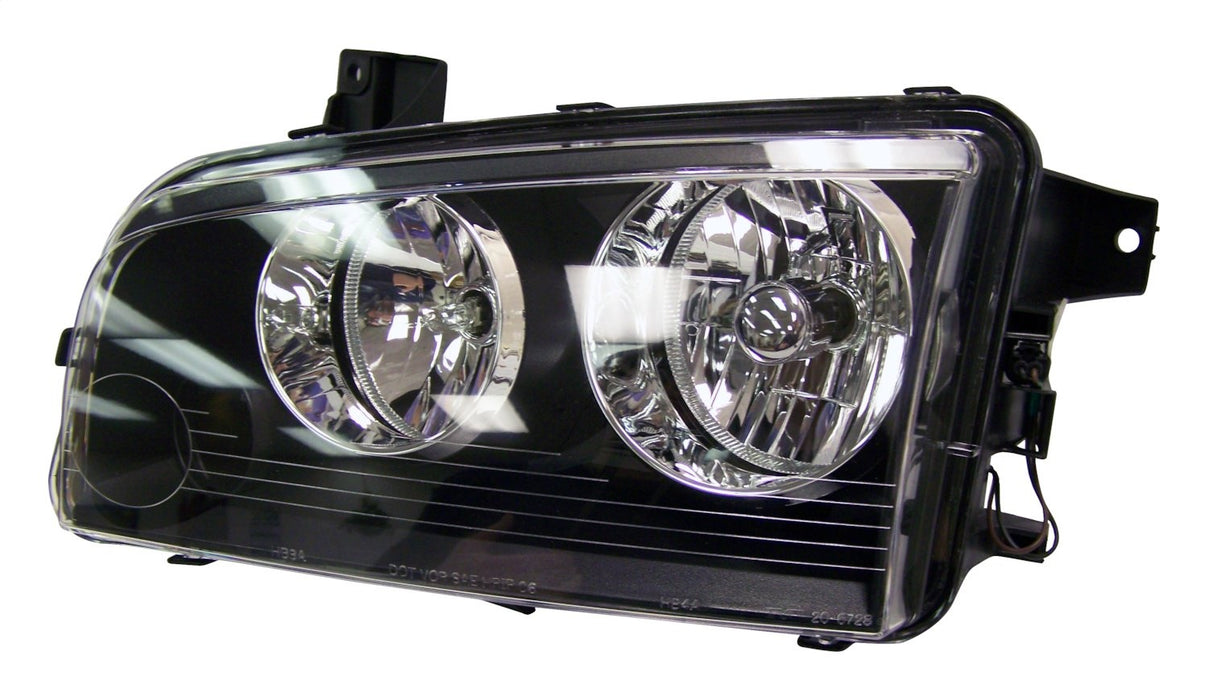 Crown Automotive Jeep Replacement 4806165AJ Head Light Assembly; Left; w/Halogen Lamps; Black Bezel; Incl. Bulbs/Harness; - Truck Part Superstore