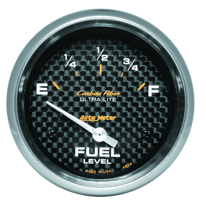 AutoMeter 4814 GAUGE; FUEL LEVEL; 2 5/8in.; 0OE TO 90OF; ELEC; CARBON FIBER - Truck Part Superstore