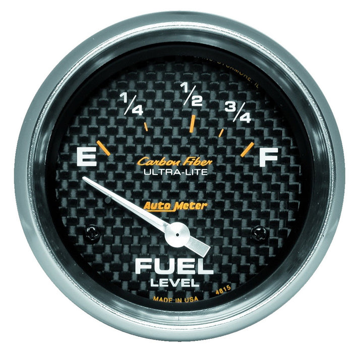 AutoMeter 4815 GAUGE; FUEL LEVEL; 2 5/8in.; 73OE TO 10OF; ELEC; CARBON FIBER - Truck Part Superstore