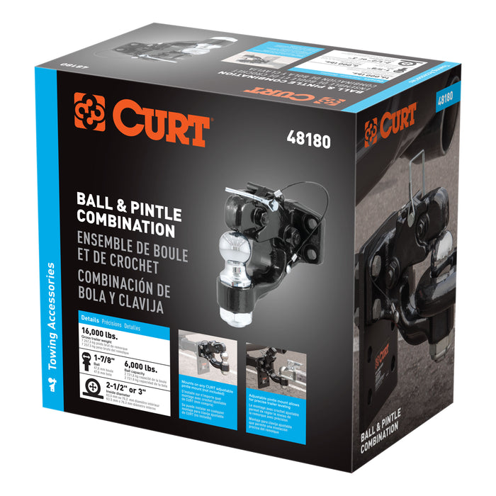 CURT 48180 CURT 48180 Pintle Hitch with 1-7/8-Inch Trailer Ball; 16;000 lbs; Mount Required - Truck Part Superstore