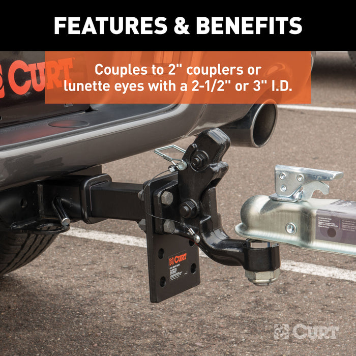 CURT 48190 CURT 48190 Pintle Hitch with 2-Inch Trailer Ball; 16;000 lbs; Mount Required - Truck Part Superstore