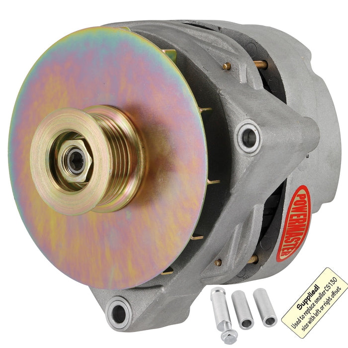 Powermaster Performance 48203 Alternator; CS144; Offset 2 in. Spools; 200 Amp; 125 Idle; Natural; - Truck Part Superstore