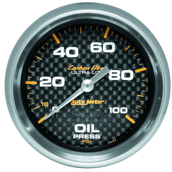 AutoMeter 4821 GAUGE; OIL PRESSURE; 2 5/8in.; 100PSI; MECHANICAL; CARBON FIBER - Truck Part Superstore