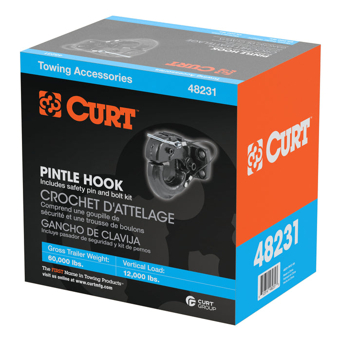 CURT 48231 Pintle Hook (60;000 lbs.; 2-1/2in. or 3in. Lunette Rings) - Truck Part Superstore
