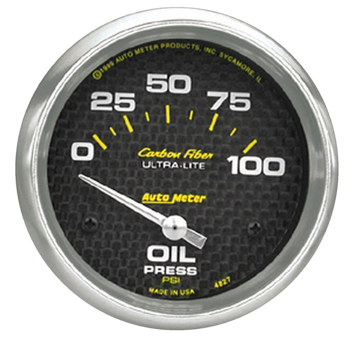 AutoMeter 4827 GAUGE; OIL PRESSURE; 2 5/8in.; 100PSI; ELECTRIC; CARBON FIBER - Truck Part Superstore