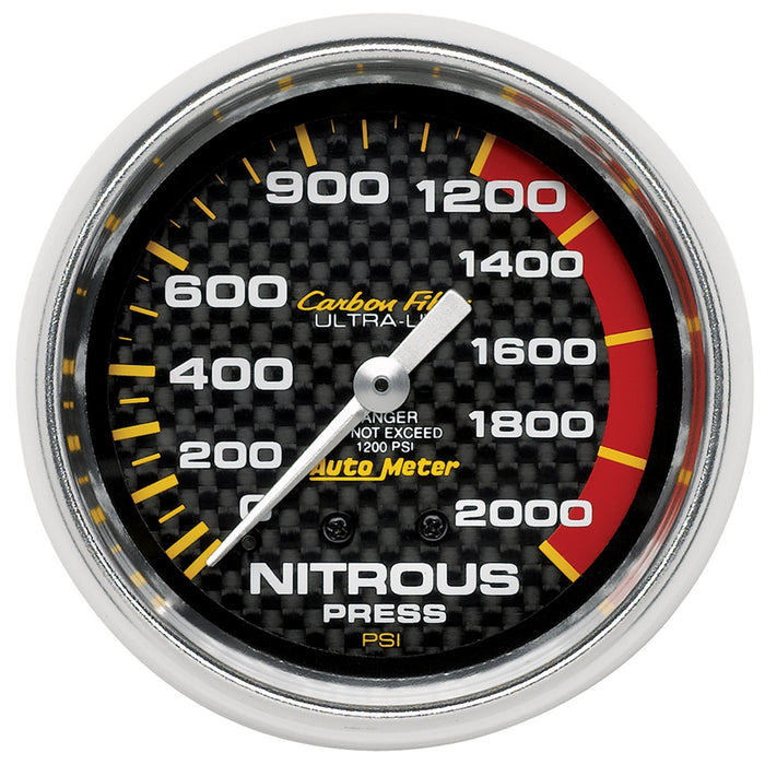 AutoMeter 4828 GAUGE; NITROUS PRESSURE; 2 5/8in.; 1600PSI; MECHANICAL; CARBON FIBER - Truck Part Superstore