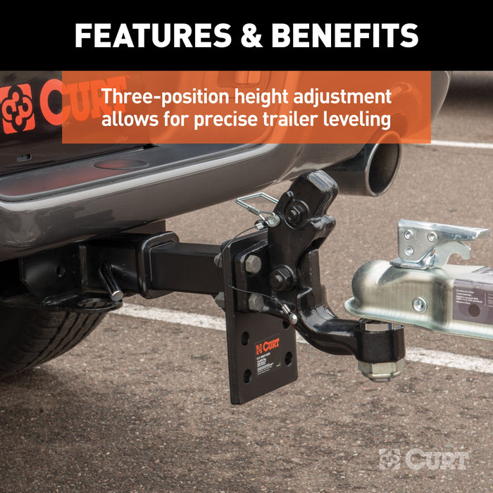 CURT 48325 Adjustable Pintle Mount (2in. Shank; 15;000 lbs.; 7in. High; 8in. Long) - Truck Part Superstore