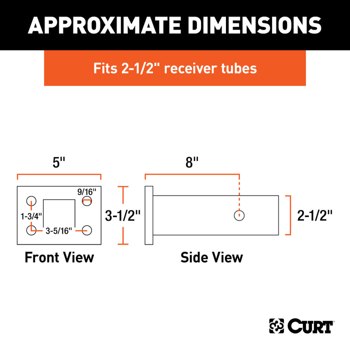 CURT 48340 CURT 48340 Pintle Mount for 2-1/2-Inch Hitch Receiver; 20;000 lbs; 8-Inch Length - Truck Part Superstore