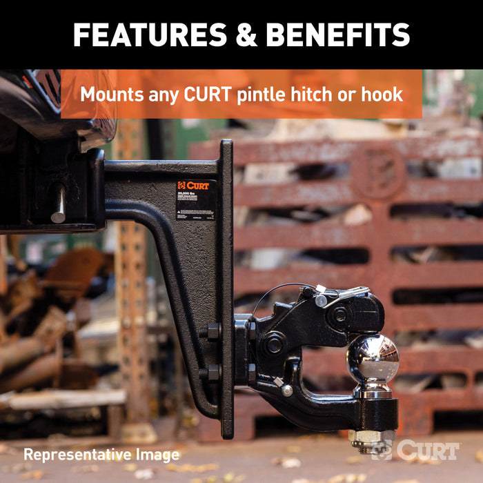 CURT 48348 Adjustable Pintle Mount (2-1/2in. Shank; 20;000 lbs.; 7-1/4in. High; 10-3/4in. L - Truck Part Superstore