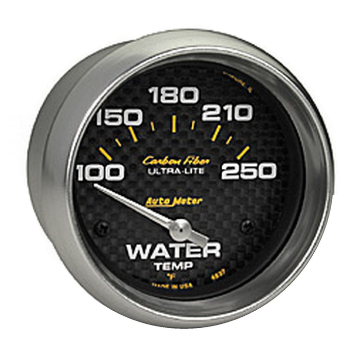 AutoMeter 4837 GAUGE; WATER TEMP; 2 5/8in.; 100-250deg.F; ELECTRIC; CARBON FIBER - Truck Part Superstore