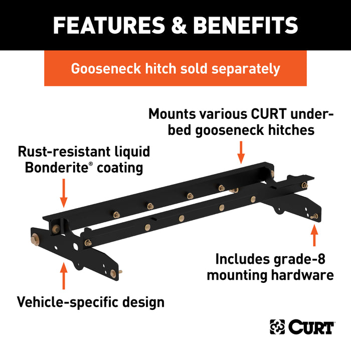 CURT 60637 Under-Bed Gooseneck Installation Brackets; Select Ford F-150; F-250 - Truck Part Superstore