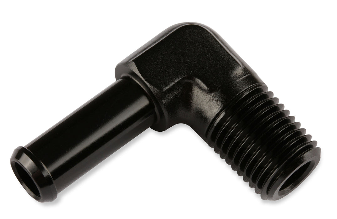 Mr Gasket 484204-BL Barb Fitting; 90 Degree; 1/4 in. Hose to 1/8 in. Male NPT; Anodized Black; - Truck Part Superstore