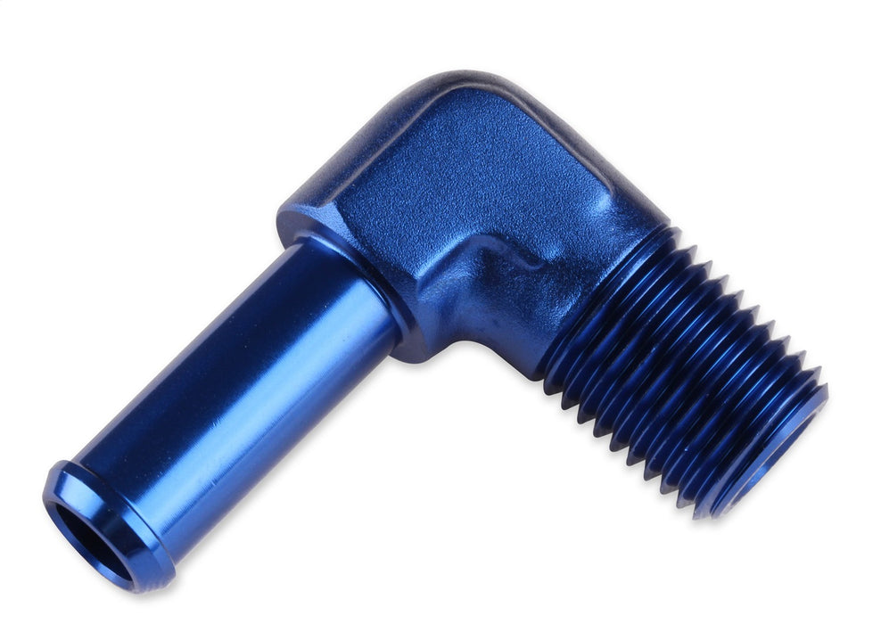 Mr Gasket 484212 Barb Fitting; 90 Degree; 3/4 in. Hose to 3/4 in. Male NPT; Anodized Blue; - Truck Part Superstore