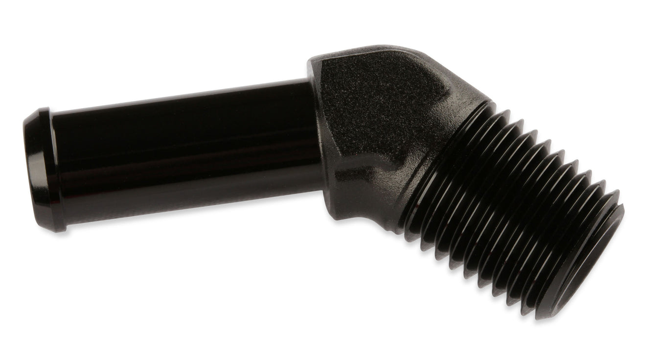Mr Gasket 484412-BL Barb Fitting; 45 Degree; 3/4 in. Hose to 3/4 in. Male NPT; Anodized Black; - Truck Part Superstore