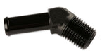 Mr Gasket 484406-BL Barb Fitting; 45 Degree; 3/8 in. Hose to 1/4 in. Male NPT; Anodized Black; - Truck Part Superstore