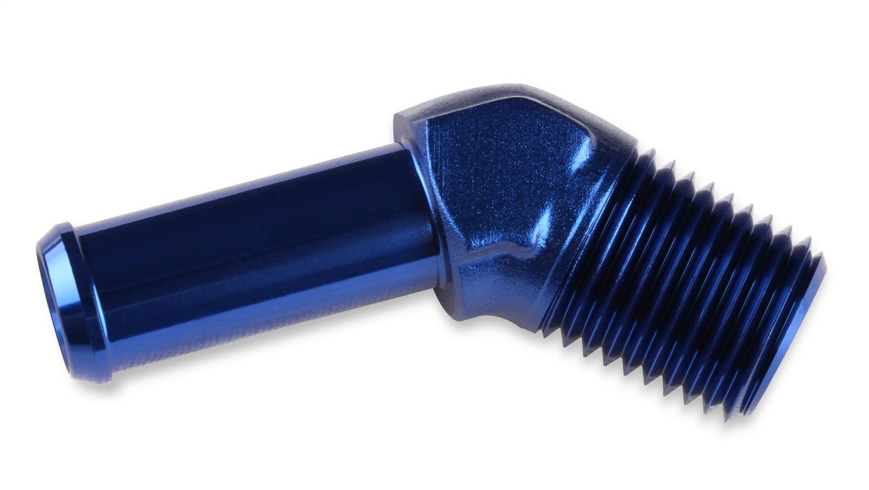 Mr Gasket 484408 Barb Fitting; 45 Degree; 1/2 in. Hose to 3/8 in. Male NPT; Anodized Blue; - Truck Part Superstore