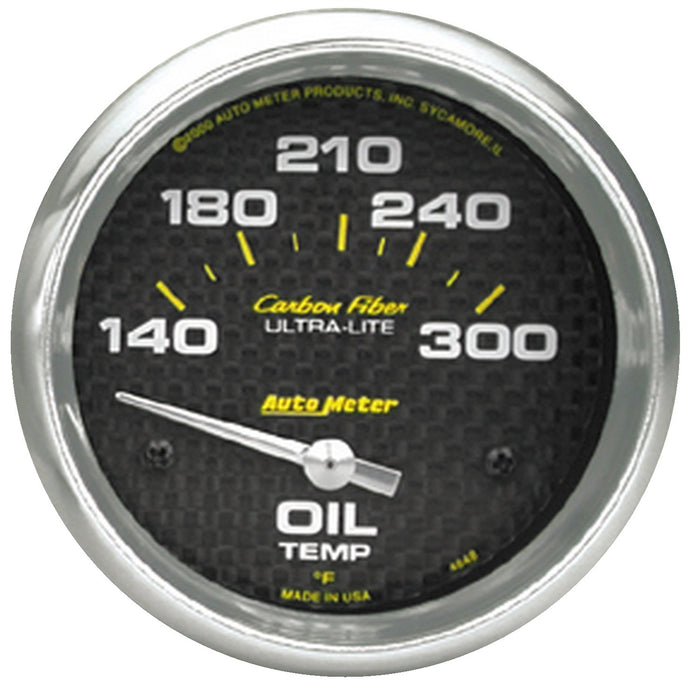 AutoMeter 4848 GAUGE; OIL TEMP; 2 5/8in.; 140-300deg.F; ELECTRIC; CARBON FIBER - Truck Part Superstore